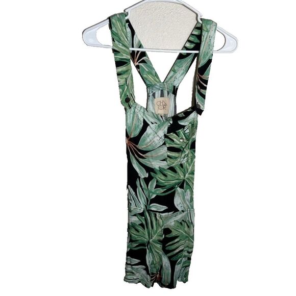 Chaser Romper Women's Medium Green Floral Sleeveless Boho Printed One Piece - Picture 1 of 10